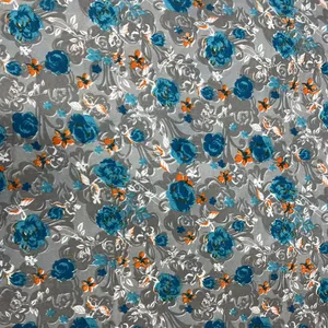 پارچه ملحفه عرض 2 متر مدل گلدار رنگ سبز آبی