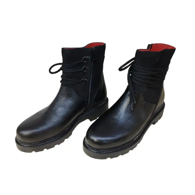 نیم بوت زنانه مدل رکسانا بندی چرم طبیعی رنگ مشکی