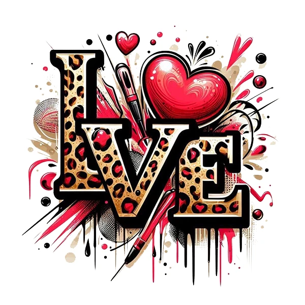 استیکر پارچه و لباس پاد آفرین طرح عشق کد 1831