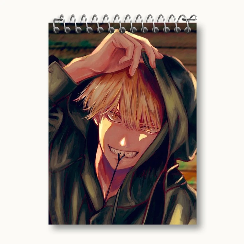 دفتر یادداشت 50 برگ خندالو مدل دنجی انیمه مرد اره ای Chainsaw Man کد 17866