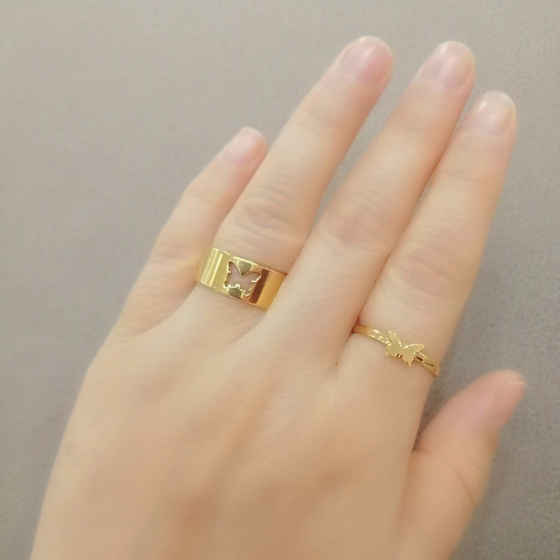 انگشتر زنانه ماصرم مدل پروانه کد Ri3124 مجموعه 2 عددی