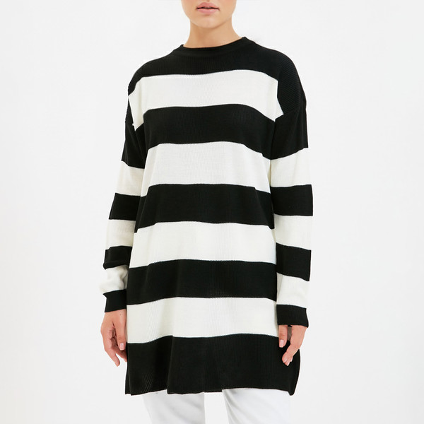 پلیور یقه گرد زنانه مدل 132895869 طرح ترندیول