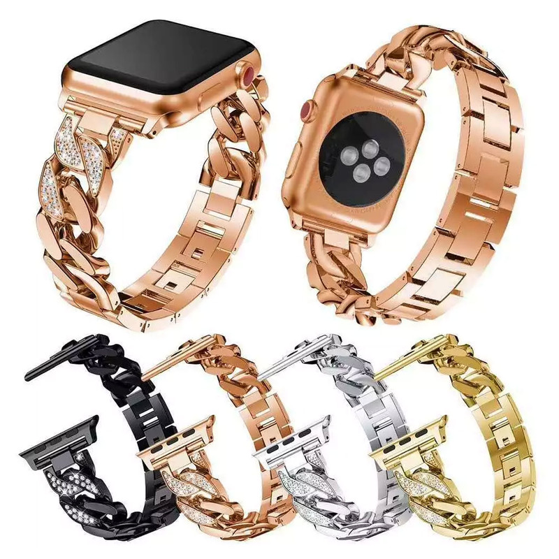 بند مسیر مدل Luxury Diamond Stainless  مناسب برای اپل واچ سری 1/2/3/4/5/6/7/8/9/SE/ULTRA/ULTRA 2 سایز 42/44/45/49 میلی متری