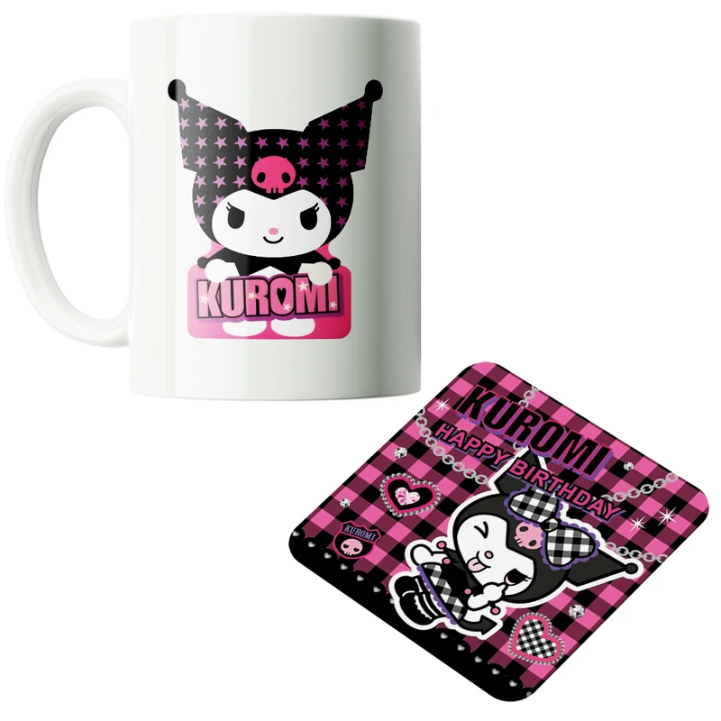 ماگ پاد آفرین مدل کارتونی سانریو کرومی مای ملودی هلوکیتی کد PZ069 به همراه زیرلیوانی