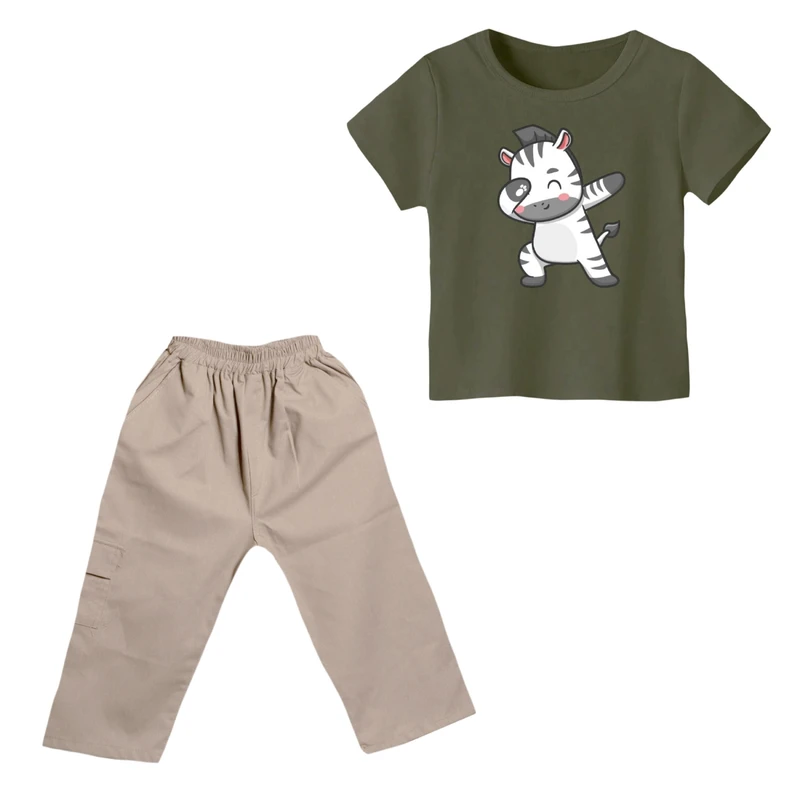 ست تی شرت و شلوارک پسرانه مدل گورخر کد 16