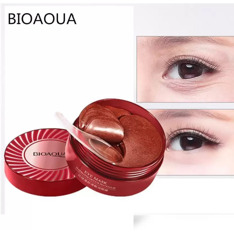 ماسک زیر چشم بایو آکوا مدل HAEMATOCOCCUS حجم 60 میلی‌لیتر با ویتامین E، نرم‌کننده، مرطوب‌کننده، محکم‌کننده، رفع چین و چروک، کاهش سیاهی و گودی دور چشم، بسته 60 عددی