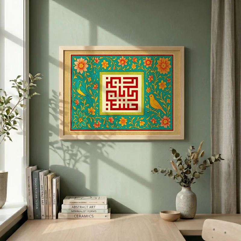 تابلو طرح یا حسین مدل G15557 فریم کرم روشن