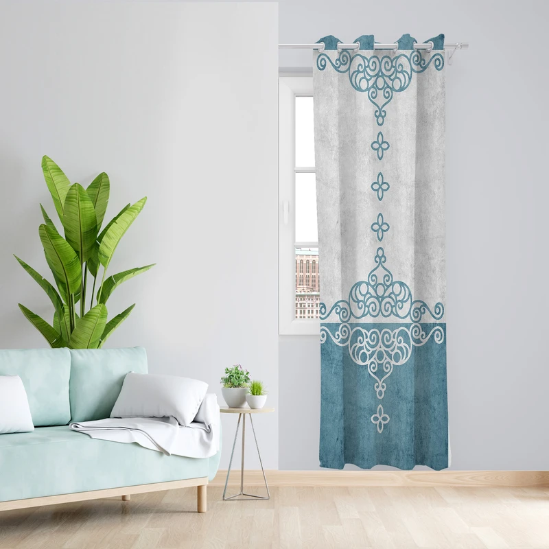 پرده طرح سنتی مدل مخمل پانچی کد L 1068 Z سایز 140x200 سانتی متر