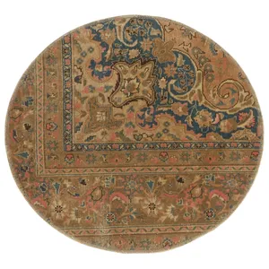 فرش دستبافت رنگ شده یک متری طرح وینتیج کد 537281