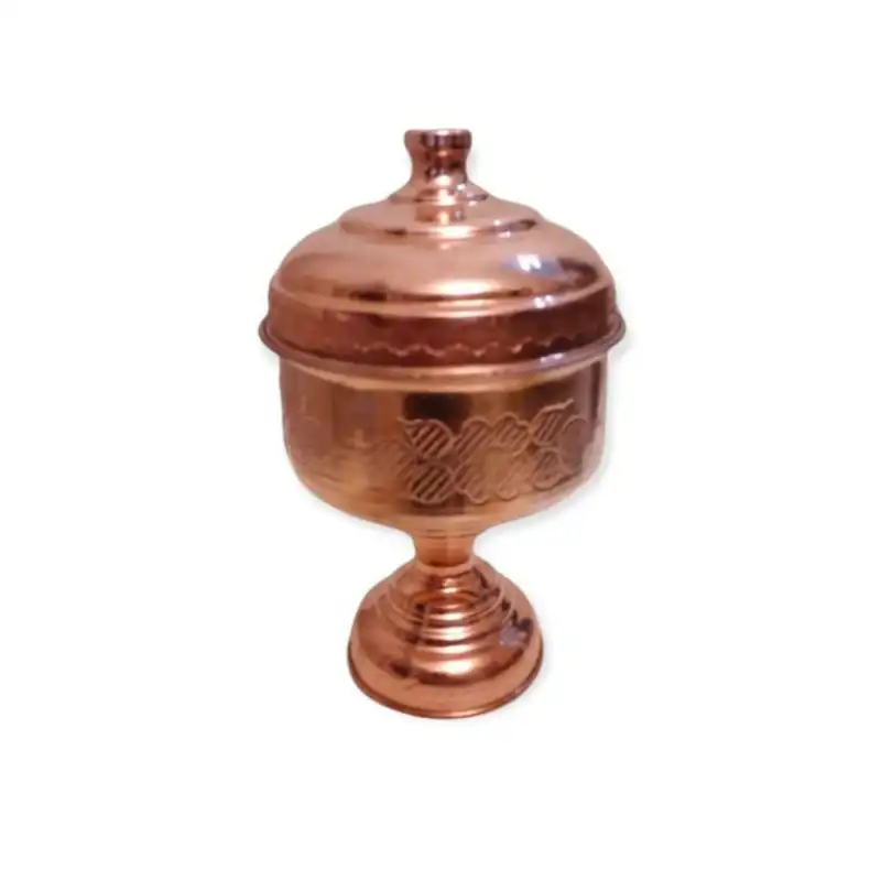 شکلات خوری مسی مدل پایه دار و طرح دار کد 10