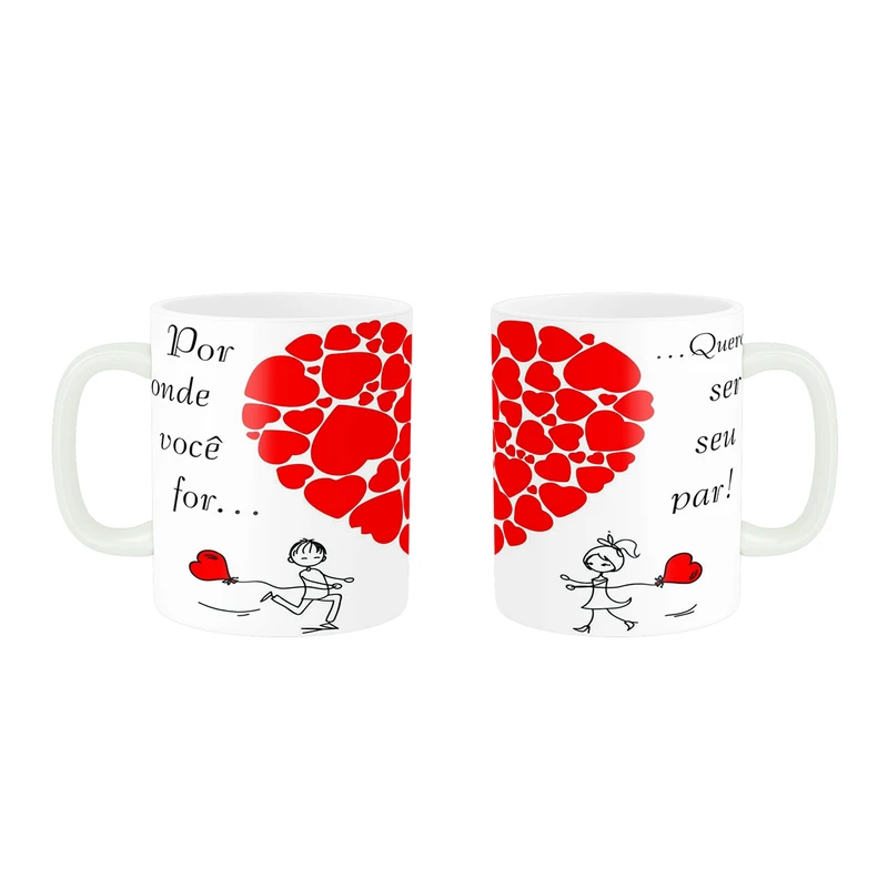 ماگ پادآفرین طرح فانتزی مدل ست عاشقانه پسر و دختر قلب کد 014 مجموعه دو عددی