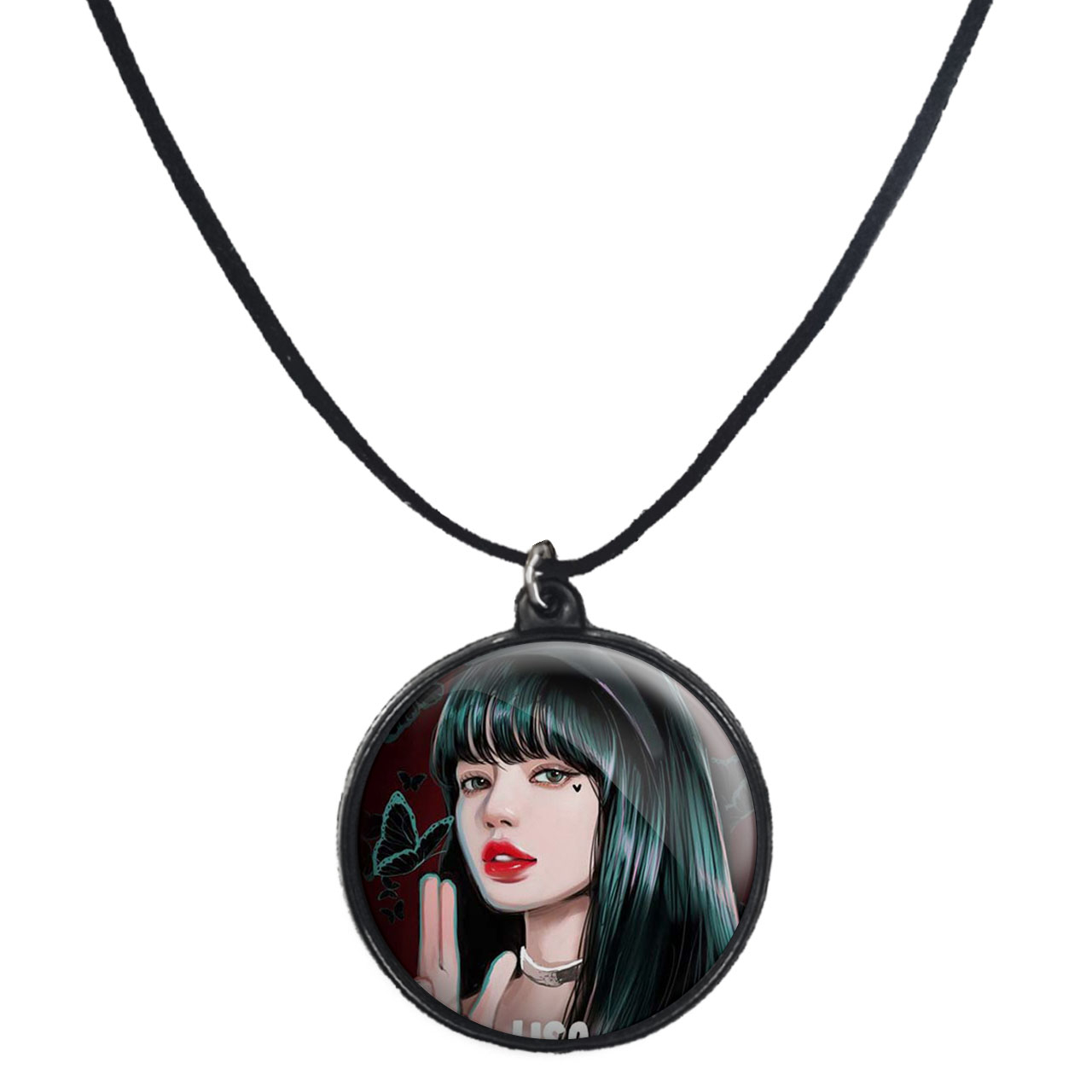 گردنبند پرمانه طرح بلک پینک کد pmb.6958 مدل دو طرفه