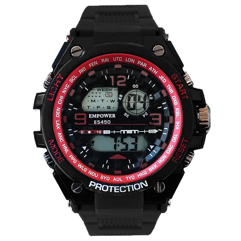 ساعت مچی دیجیتال مردانه امپاور مدل اسپرت ضدآب استخری چراغدار ورزشی کد 361SPORT