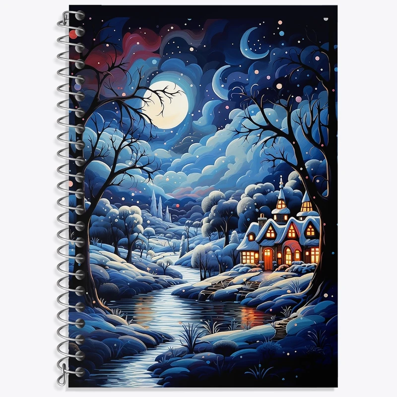 دفتر زبان 50 برگ خندالو مدل سه خط طرح منظره برفی کد N1619