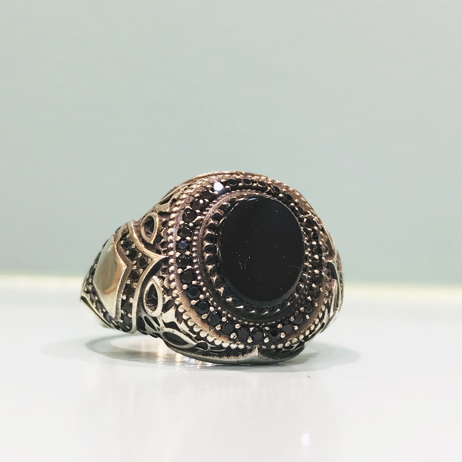 انگشتر نقره مردانه مدل اسپرت ترک عقیق -  - 3