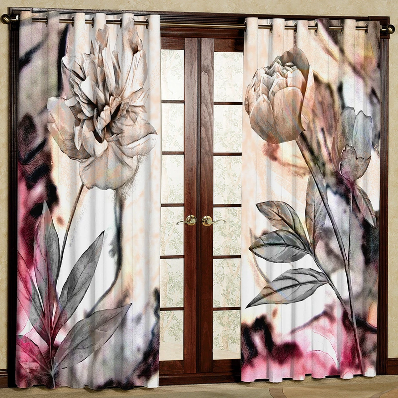 پرده مدل گل دار مخمل پانچی کد 1134L سایز 140x280 سانتی متر
