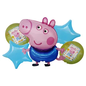 بادکنک فویلی مدل پپا پیگ کد peppapigB2 مجموعه 5 عددی