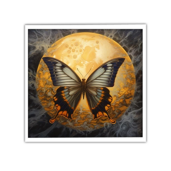 تابلو نوری بکلیت طرح دکوراتیو ماه و پروانه مدل W-MID-19002