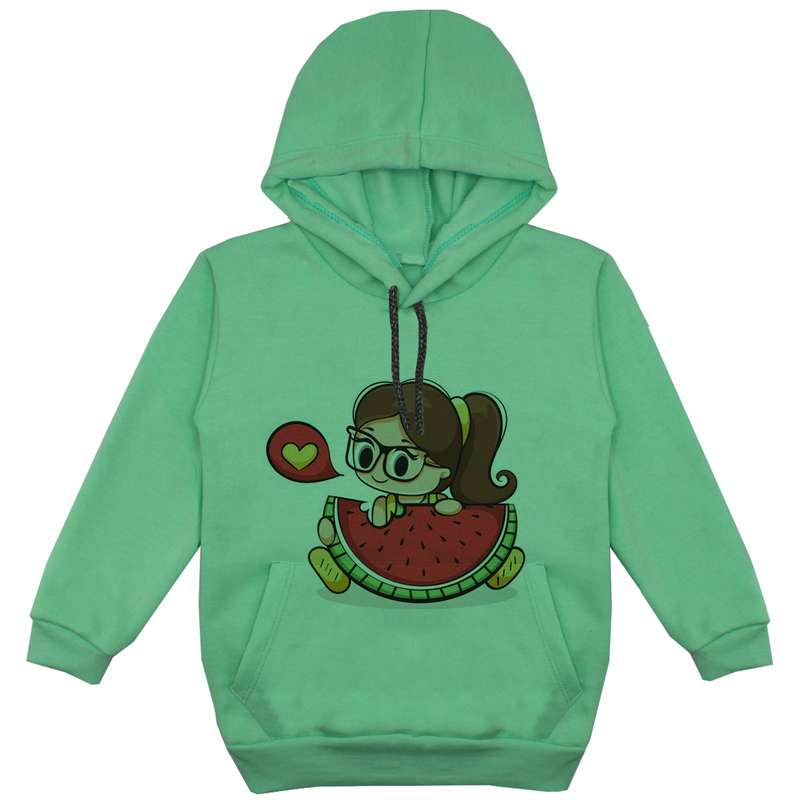 هودی دخترانه مدل هندونه F64 رنگ سبز