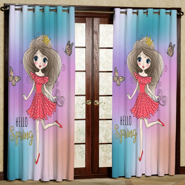 پرده مدل دختر چاپی هازان پانچی کد 591 سایز 200x140 سانتی متر