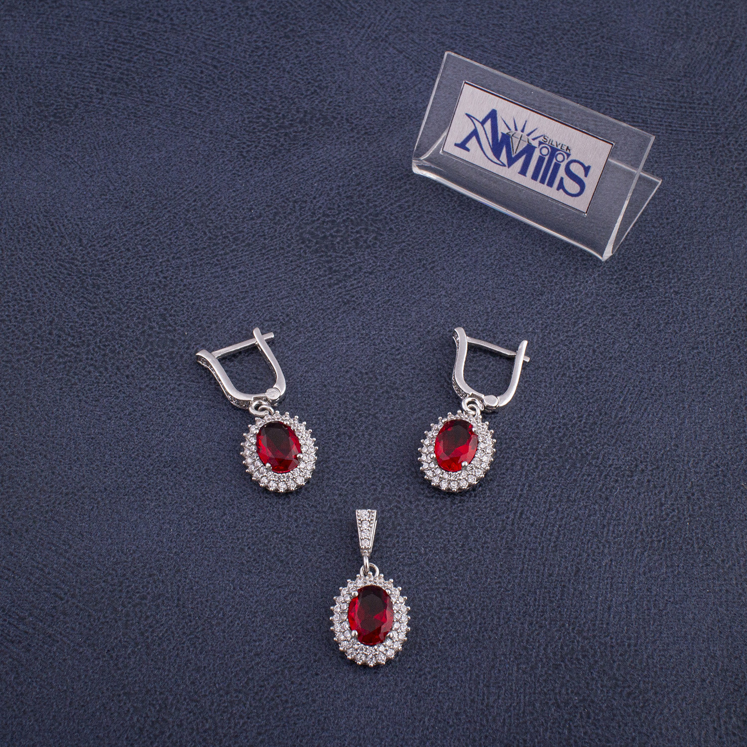 نیم ست نقره زنانه مدل یاقوت