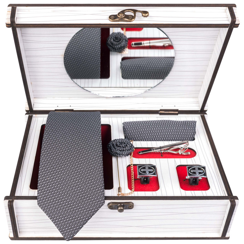 ست کراوات و دستمال جیب و دکمه سردست مردانه جیان فرانکو روسی مدل GF-CA987RE-BOX 
