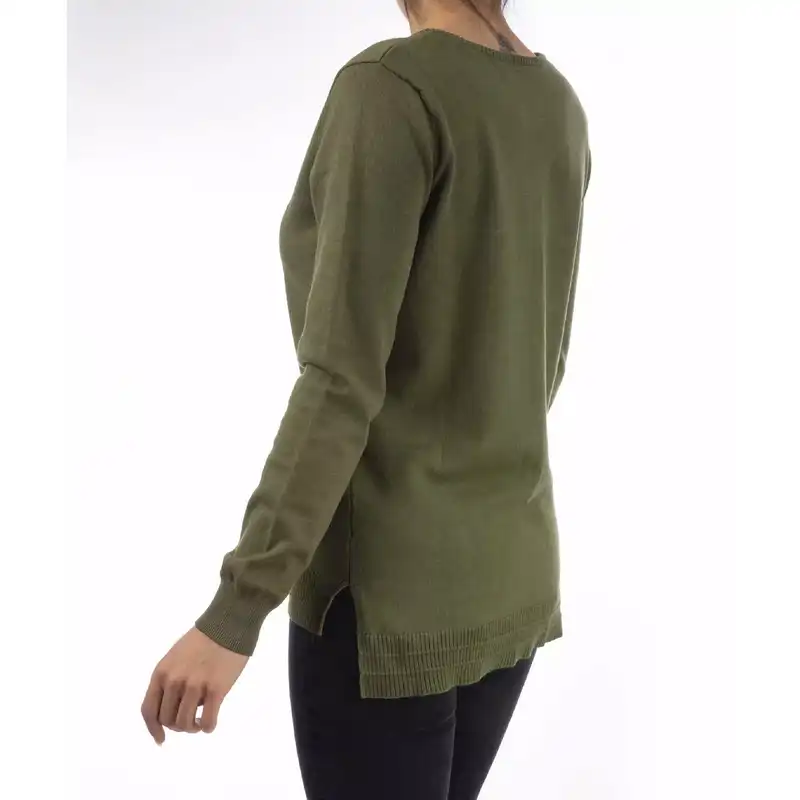 پلیور زنانه جوتی جینز مدل یقه هفت کد 1221134 رنگ زیتونی