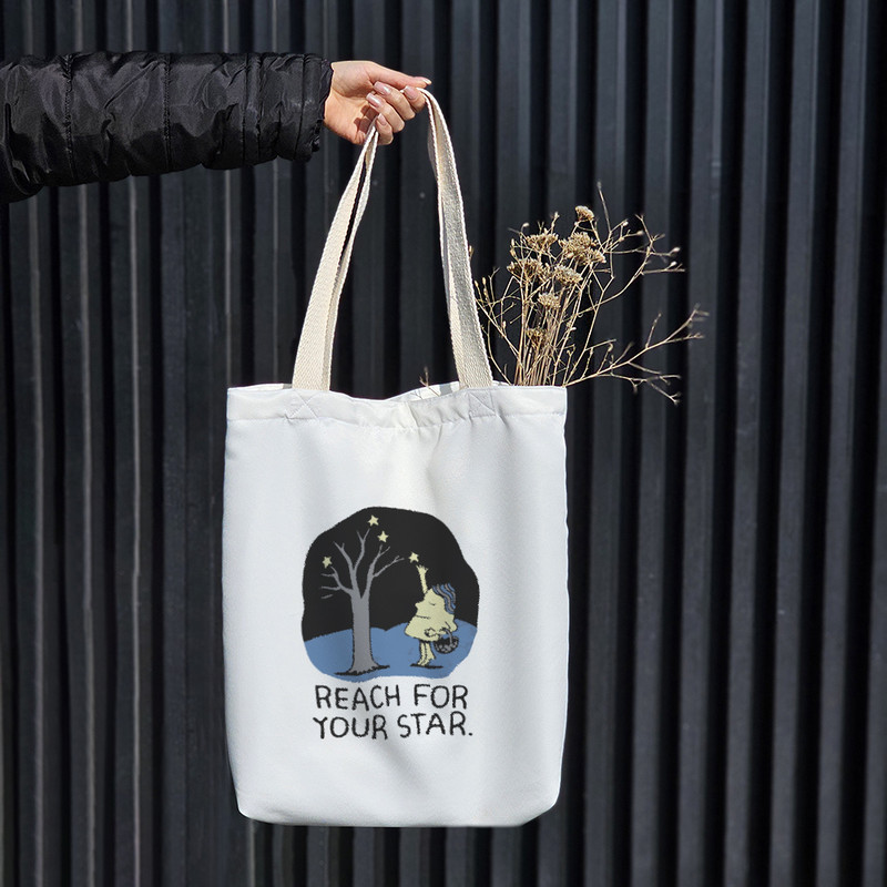 ساک خرید پارچه ای خندالو طرح Reach For Your Star مدل توت بگ کد 6675