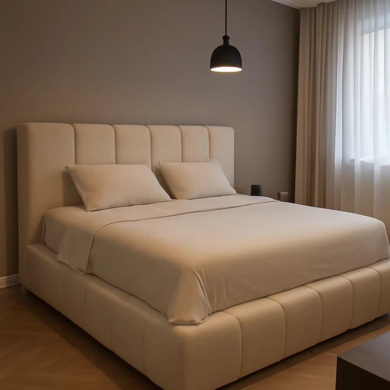 تخت خواب چوبی دونفره دیباروکش امیدی مدل تدی T9 سایزه 200×160 سانتی متر