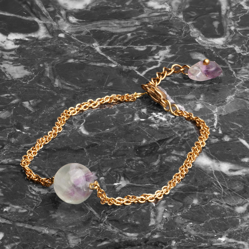 دستبند دخترانه مدل سنگ فلوریت کد 05 دستبند دخترانه مدل سنگ فلوریت کد 05