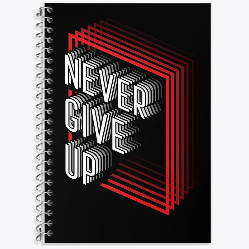 دفتر زبان 50 برگ خندالو مدل سه خط طرح Never Give Up کد N859