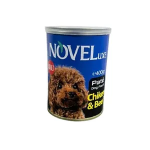 کنسرو غذای سگ نوول لوکس مدل پته طعم مرغ، گاو وزن 400 گرم