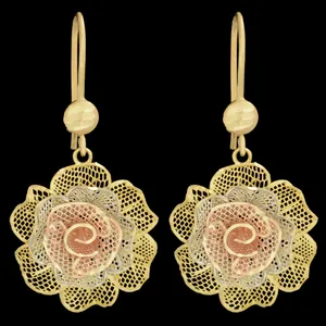 گوشواره طلا 18 عیار زنانه طلای مستجابی مدل گل رز کد 167099