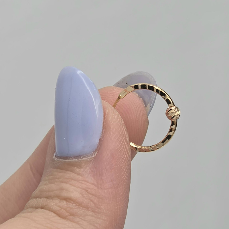 گوشواره حلقه‌ای طلا کم اجرت  18 عیار زنانه طلا و شمش برلیان مدل گوی کد ۲ 