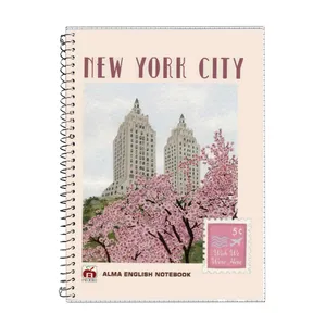 دفتر زبان 40 برگ آلما طرح NEWYORK مدل دوخط کد 7432
