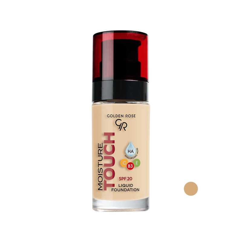 کرم پودر گلدن رز مدل آبرسان  MOISTURE TOUCH ، مناسب پوست های خشک شماره 106 حجم 30 میلی لیتر
