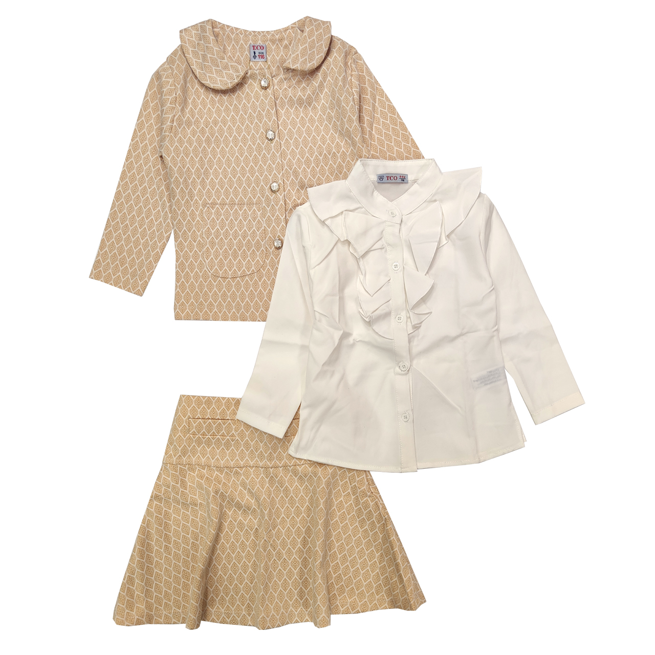 ست 3 تکه لباس دخترانه مدل ساغر