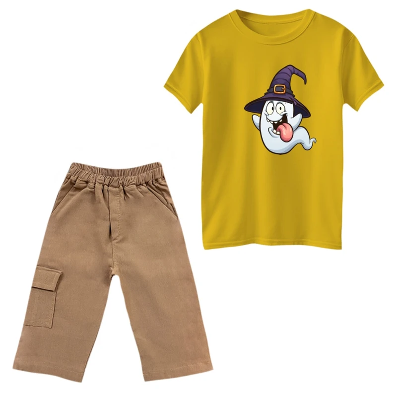 ست تی‌شرت و شلوارک پسرانه مدل روح و کلاه