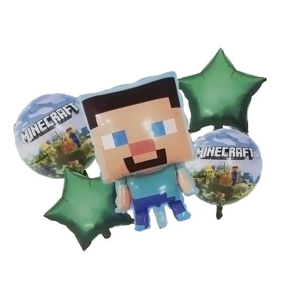 بادکنک فویلی مدل ماین کرافت کد Minecraft5pcB1 مجموعه 5 عددی