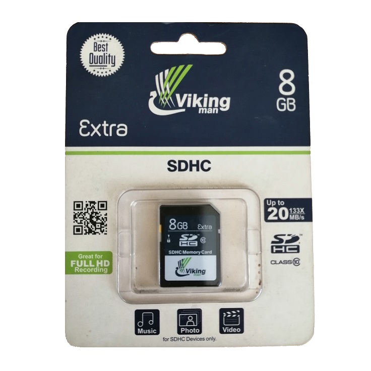 کارت حافظه SDHC وایکینگ من مدل extra کلاس 10 استاندارد UHS-I سرعت 133Mbps ظرفیت 8 گیگابایت