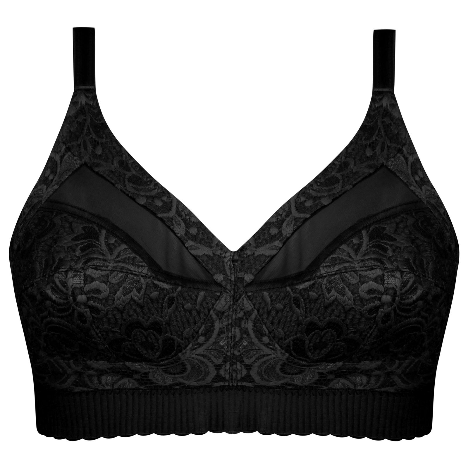 سوتین زنانه ماییلدا مدل دانتل پروانه کش پهن بدون فنر کد 5058 رنگ مشکی -  - 1