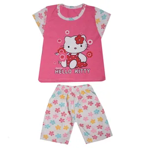 ست تی شرت و شلوارک دخترانه مدل کیتی RZ-TT021-KITTY-SUR رنگ صورتی