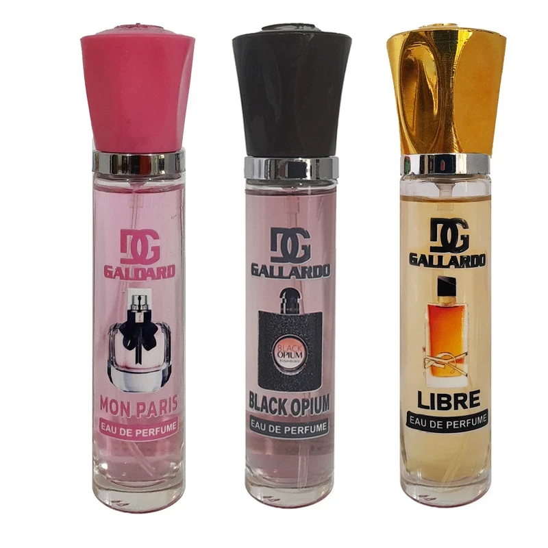 عطر جیبی زنانه گالاردو مدل لیبر و بلک اوپیوم و مون پاریس با رایحه گرم و گلی حجم 22 میلی لیتر بسته 3 عددی