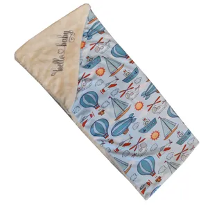 پتو نوزادی مدل دورپیچ طرح hello baby کد 02 سایز 80x80 سانتی متر