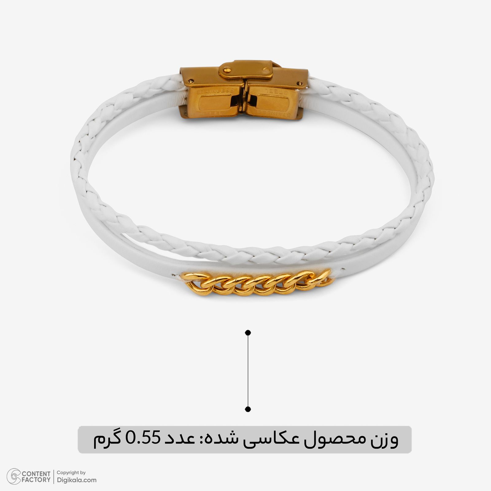 دستبند طلا 18 عیار زنانه با بند چرمی وی گالری مدل کارتیه کد LBB2481 -  - 8