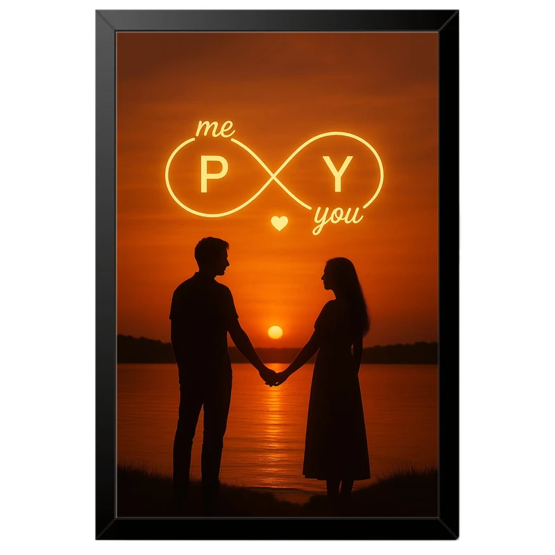 تابلو بکلیت طرح عاشقانه بی‌نهایت حروف P و Y مدل B-pe130132 فریم مشکی