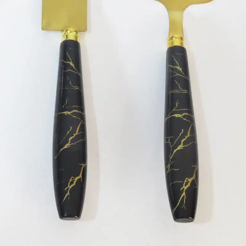 ست کارد و کفگیر سرو کیک مدل 24k طرح ماربل بسته 2 عددی