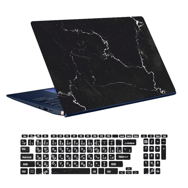 استیکر لپ تاپ توییجین و موییجین طرح Marble کد 07 مناسب برای لپ تاپ 15.6 اینچ به همراه برچسب حروف فارسی کیبورد 