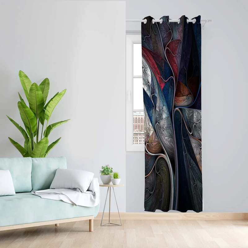 پرده طرح آبرنگ مدل مخمل پانچی کد 5302 z سایز 140x200 سانتی متر