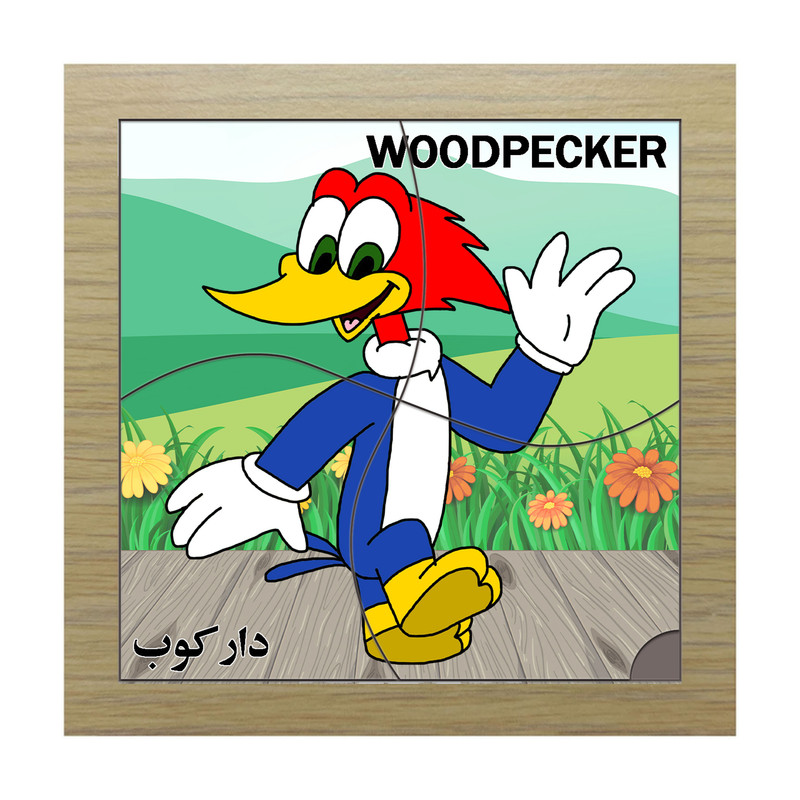 پازل 4 تکه مدل P4-146 طرح پرنده دارکوب مناسب برای کودکان